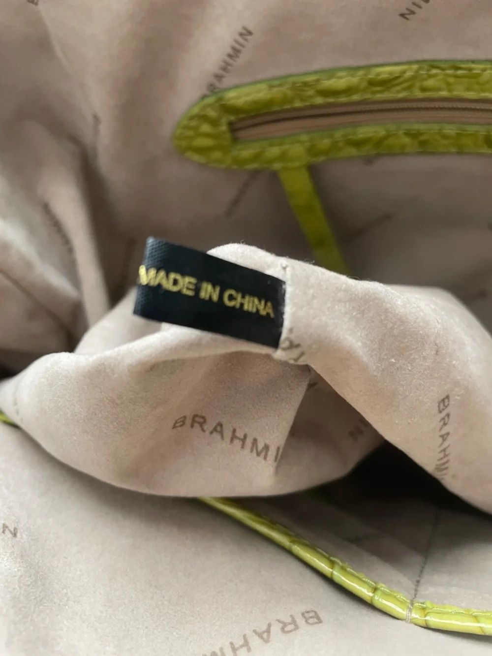 Brahmin Melbourne Crocodile Embossed Tote Bag Lime Green - Picture 9 of 11